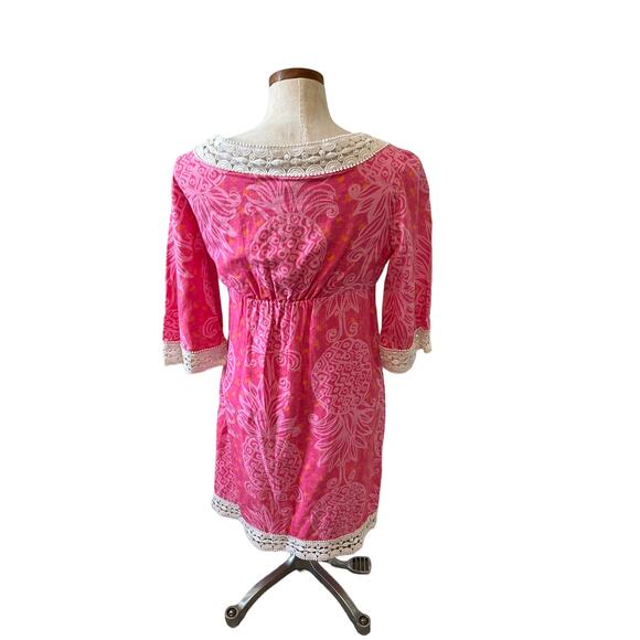 Lilly Pulitzer Pink Pineapple Elbow Length Linen Dress 2 - Picture 4 of 7